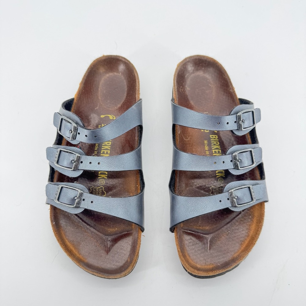 Birkenstock Florida Sandals Womens 6 EU 37 Blue 3 Strap Buckle Made in Germany